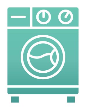 çamaşır makinesi simgesi, vektör illüstrasyonu