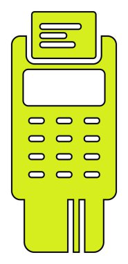 Pos Terminal Düz Simgesi Beyaz Arkaplanda