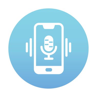 Beyaz arkaplan üzerinde Mobil Ses Yardımcı Vektör çizimi