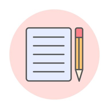 Basit Not Defteri simgesi, vektör illüstrasyonu