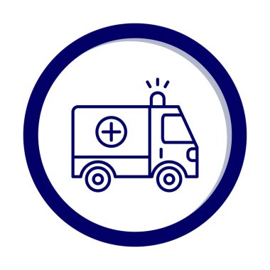 Basit renklerde ambulans arabası vektör simgesi. Yandan görüntüle