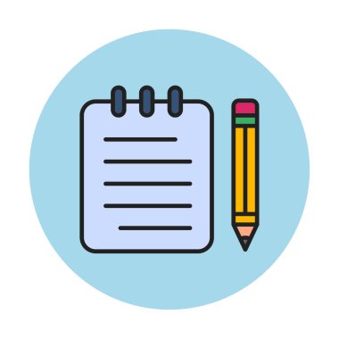 Basit not defteri simgesi, vektör illüstrasyonu