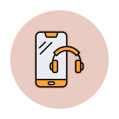 Kulaklıklı akıllı telefon izole edilmiş ikon vektör illüstrasyon tasarımı