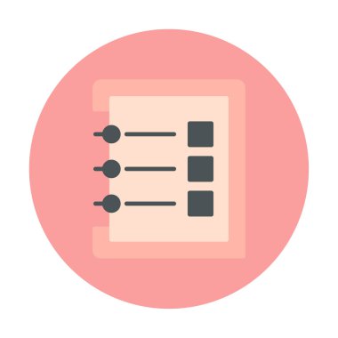 Basit not defteri simgesi, vektör illüstrasyonu