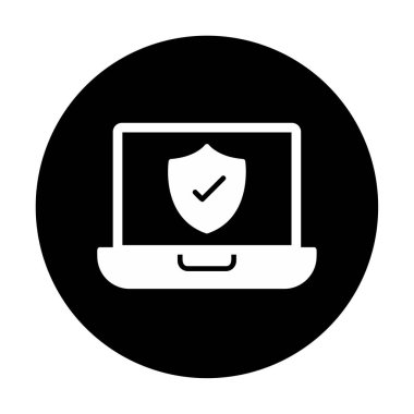 Güvenli dizüstü bilgisayar ikonu vektör çizimi