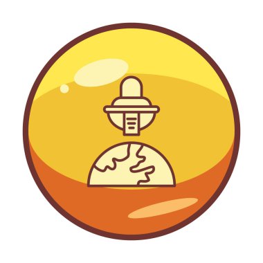 Dünya 'daki Uzay Gemisi simgesi, vektör illüstrasyonu 