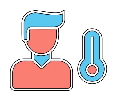 Hasta kişi ikonu. Yüksek sıcaklık simgesi. Vektör illüstrasyonu.