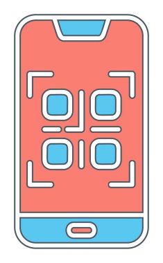 Basit Smartphone QR Kod simgesi, vektör illüstrasyonu