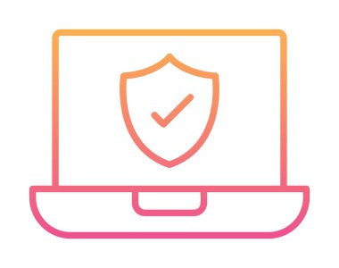 Güvenli dizüstü bilgisayar ikonu vektör çizimi