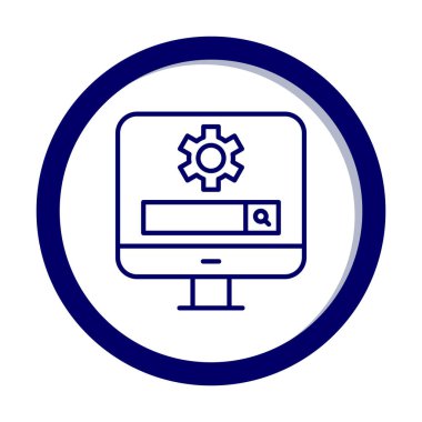 Beyaz arkaplanda Bilgisayar Arama Motoru vektör çizimi