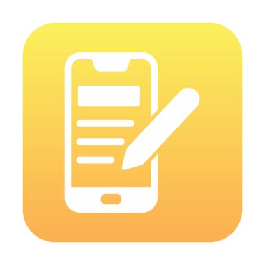 Beyaz arkaplanda not defteri simgesi olan akıllı telefon 