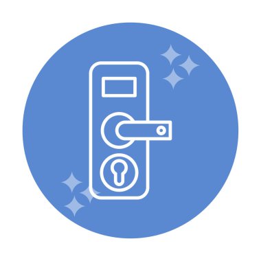 Kapı kolu ve anahtar deliği simgesi, vektör illüstrasyonu 