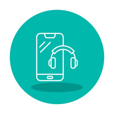Kulaklık simgesi illüstrasyonlu akıllı telefon