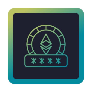 Ethereum işareti ve Parola simgesi, vektör illüstrasyonu