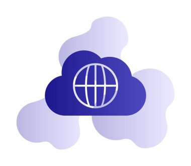 Dünya Bulutu web servisi. Bulut Hesaplama Simgesi. Basit kabartma biçimi.