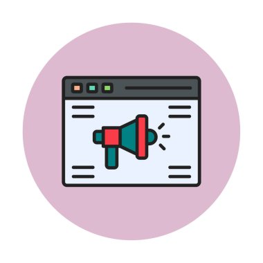 Çevrimiçi Reklam simgesi, vektör illüstrasyonu        