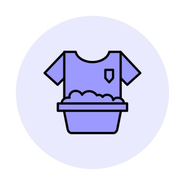 Çamaşır yıkama simgesi, vektör illüstrasyonu