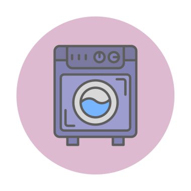 çamaşır makinesi simgesi. Kıyafetler için çamaşır makinesi vektör simgesi çizimi.                                        