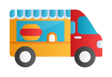 Beyaz arkaplanda yiyecek kamyonu vektör çizimi