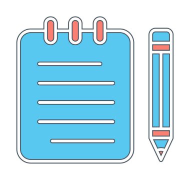 Basit not defteri simgesi, vektör illüstrasyonu