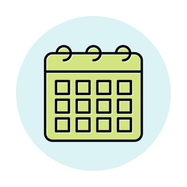 Takvim düzlüğü simgesi, vektör illüstrasyonu 