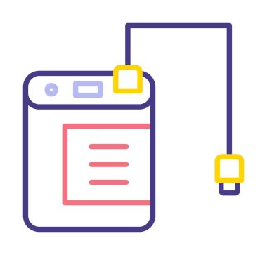 harici sabit disk simgesi, vektör illüstrasyonu basit tasarım