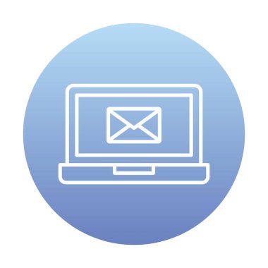 Beyaz arkaplanda dizüstü bilgisayar vektör illüstrasyonunda e- posta