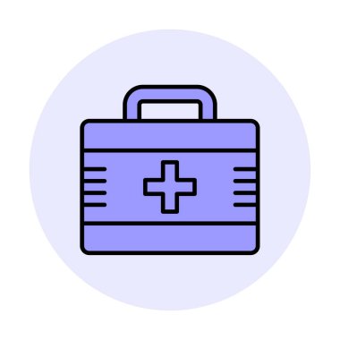 İlk yardım çantası simgesi. Acil durumlar için tıbbi ekipman