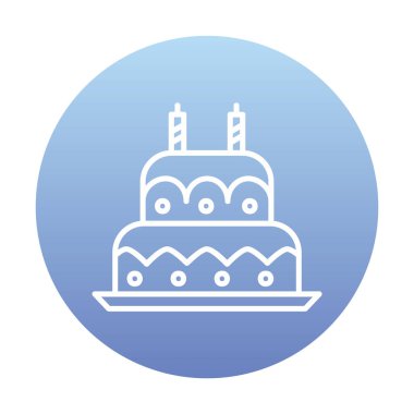 Mumlu doğum günü pastası. Web simgesi vektör illüstrasyonu