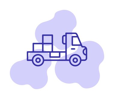 Web ve mobil uygulama tasarımınız için kutu simgesi vektörü olan kamyon, dağıtım kamyonu logosu konsepti