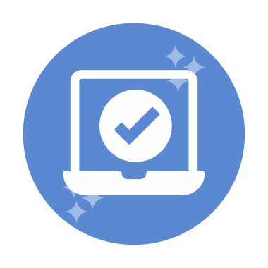 Dizüstü bilgisayardaki işaret simgesini kontrol et, vektör illüstrasyonuName 