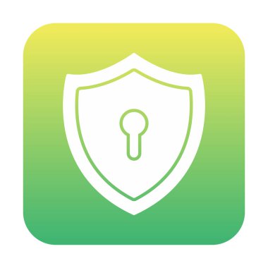 Anahtar deliği düz simgesi olan kalkan, vektör illüstrasyonu