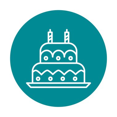 Mumlu doğum günü pastası. Web simgesi vektör illüstrasyonu