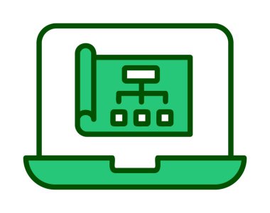 Dizüstü bilgisayar ekranındaki proje web simgesi, vektör illüstrasyonu