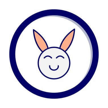 Şirin gülümseyen tavşan ikonu, vektör çizimi 