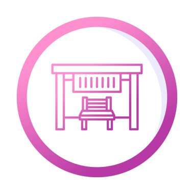 Otobüs Durağı Web simgesi vektör illüstrasyonu