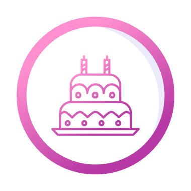 Mumlu doğum günü pastası. Web simgesi vektör illüstrasyonu