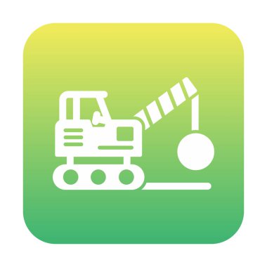 Binanın yıkımı için inşaat aracı. düz vektör illüstrasyonu