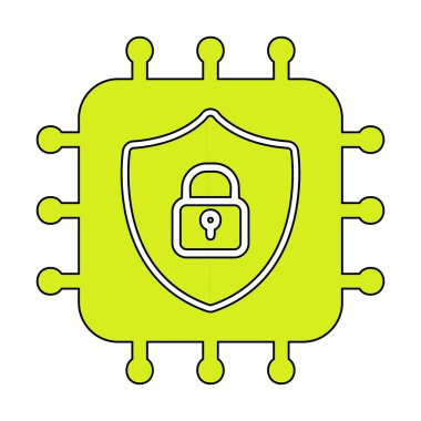 Basit Cpu simgesi, vektör illüstrasyonu