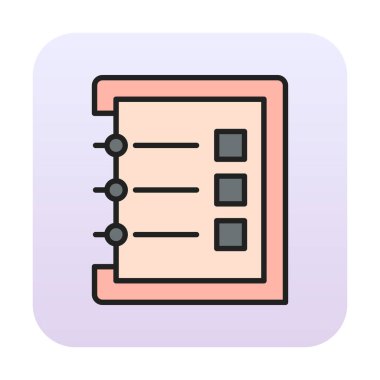 Basit not defteri simgesi, vektör illüstrasyonu