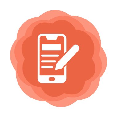 Beyaz arkaplanda not defteri simgesi olan akıllı telefon 