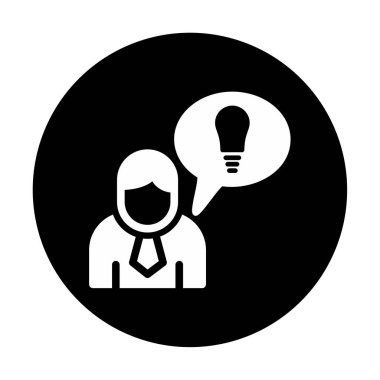 Fikri olan iş adamı, ampul ikonu vektör illüstrasyonu