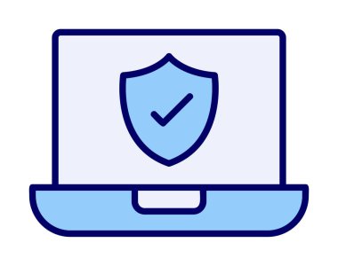 Güvenli dizüstü bilgisayar ikonu vektör çizimi