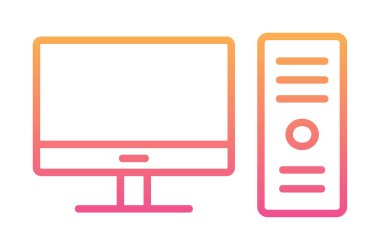 masaüstü bilgisayar simgesi tasarımı, düz işaret, vektör ve illüstrasyon