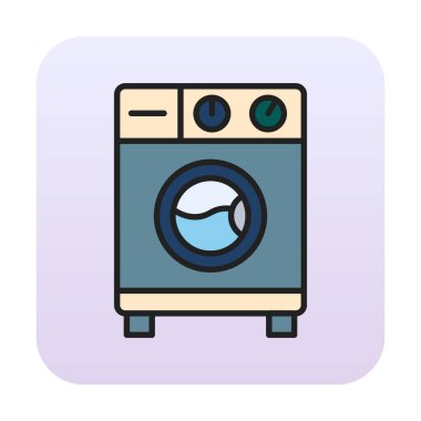 çamaşır makinesi simgesi, vektör illüstrasyonu