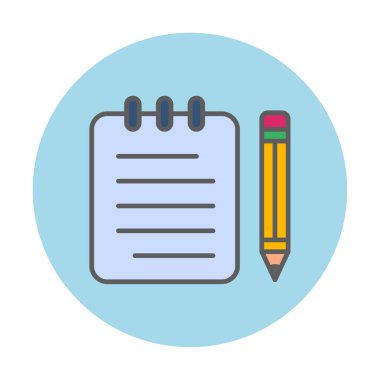 Basit not defteri simgesi, vektör illüstrasyonu