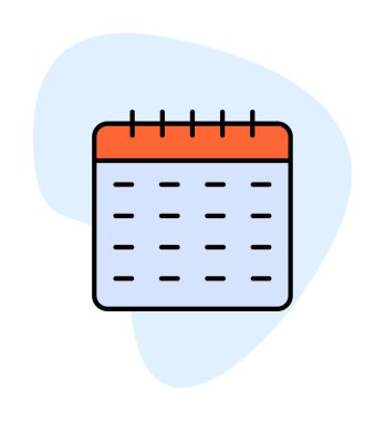 Takvim düzlüğü simgesi, vektör illüstrasyonu 