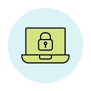 Dizüstü bilgisayar ekranına kilitle. Güvenlik kavramı vektör illüstrasyonu