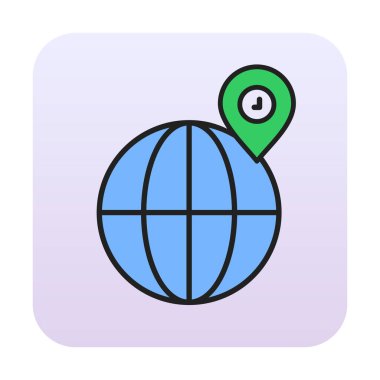 Basit Globe Konum simgesi, vektör illüstrasyonu