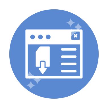 Web sayfası indirme simgesi, tasarım vektörü illüstrasyonu